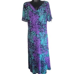 Windsmoor Purple and Aqua Patterned Maxi Dress 18